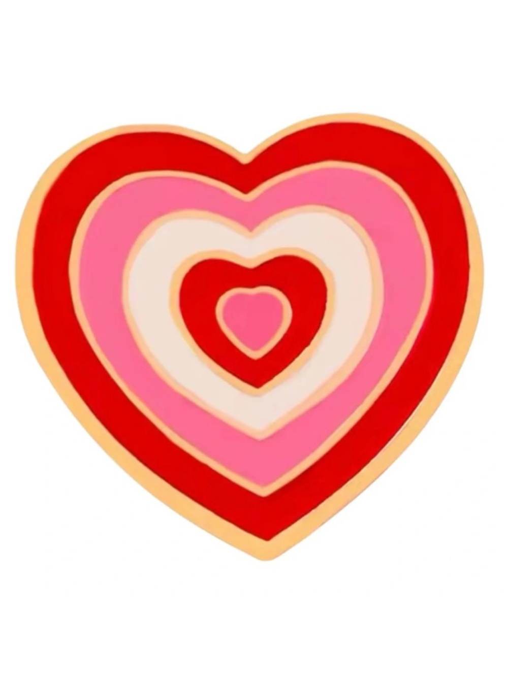 Retro Y2K Red Enamel Heart Pin Multicolor Layered Design Metal Zinc Alloy NEW